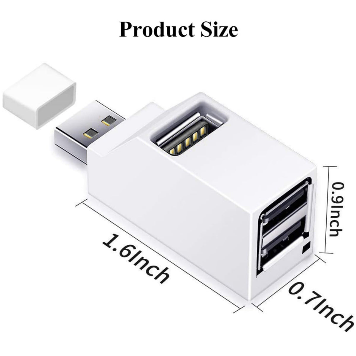 3 Port USB 2.0 Hub Splitter Mini Direct Plug USB A Expander Portable Car Adapter with Lanyard Cap for Laptop Desktop PC Flash Drive Mouse and Keyboard