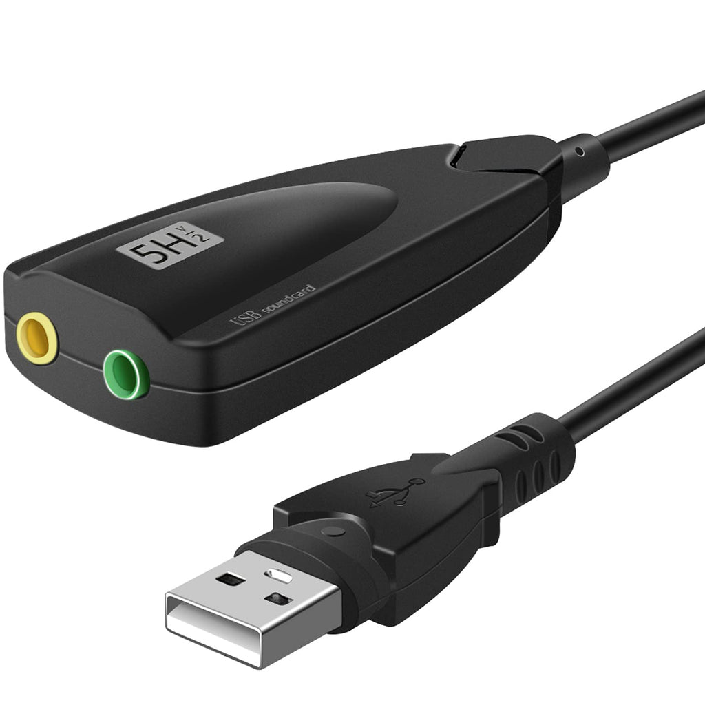 5Hv2 USB External Sound Card Virtual 7.1 Surround Sound USB to 3.5mm Audio Mic Jack Adapter Cable for PC Laptop Desktop PS4 PS5 Mac Windows