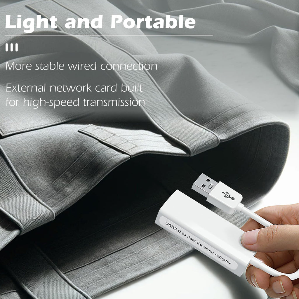 USB to Ethernet Adapter 100Mbps USB A to RJ45 Fast Ethernet LAN Network Converter Cable for PC Laptop Desktop TV Box Windows 11 10 8 7 macOS Linux