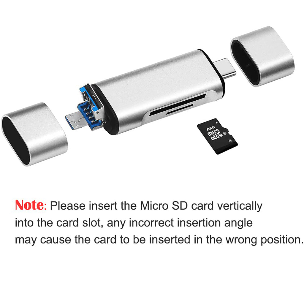 3 in 1 SD Micro SD Card Reader USB C Micro USB Type A Memory Card Adapter Dual Slot Flash Drive for PC Laptop MacBook Android Phone Tablet Camera