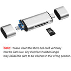3 in 1 SD Micro SD Card Reader USB C Micro USB Type A Memory Card Adapter Dual Slot Flash Drive for PC Laptop MacBook Android Phone Tablet Camera