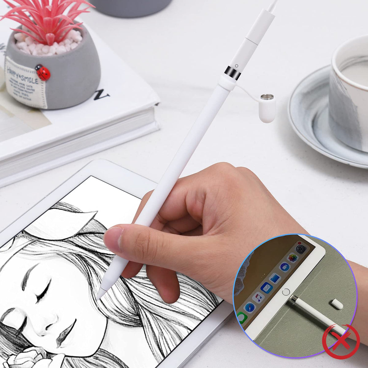Charging Adapter for Apple Pencil 1st Generation Female to Female Lightning Cable Charger Connector Replacement for iPad Pro 9.7 10.5 12.9 Stylus Pen