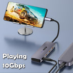 4 Port USB C Hub 10Gbps USB 3.2 Gen2 Type C Data Splitter Aluminum Multiport Adapter for MacBook Pro Air M2 M1 iPad Pro Surface Galaxy S23 Laptop
