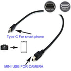 USB C to Mini USB OTG Cable Type C Male to 5 Pin Mini B Cord for Canon Nikon Camera Photo Video Transfer to Phone Tablet Mac PC