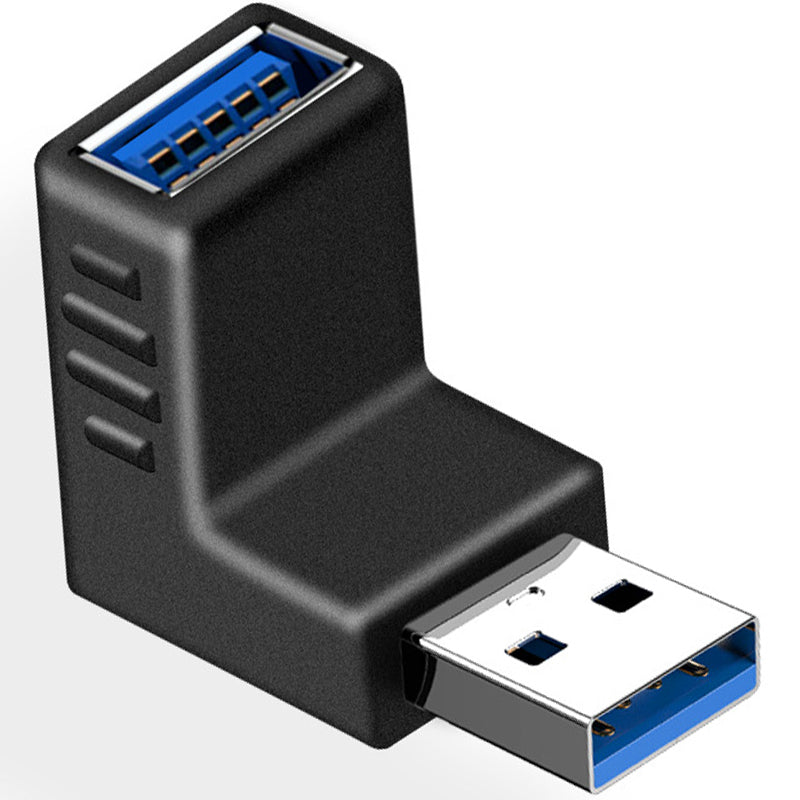 USB 3.0 Adapter 90 Degree Male to Female Up Angle Down Angle 5Gbps SuperSpeed USB A Connector for PC Laptop Hard Drive Flash Drive Black Blue