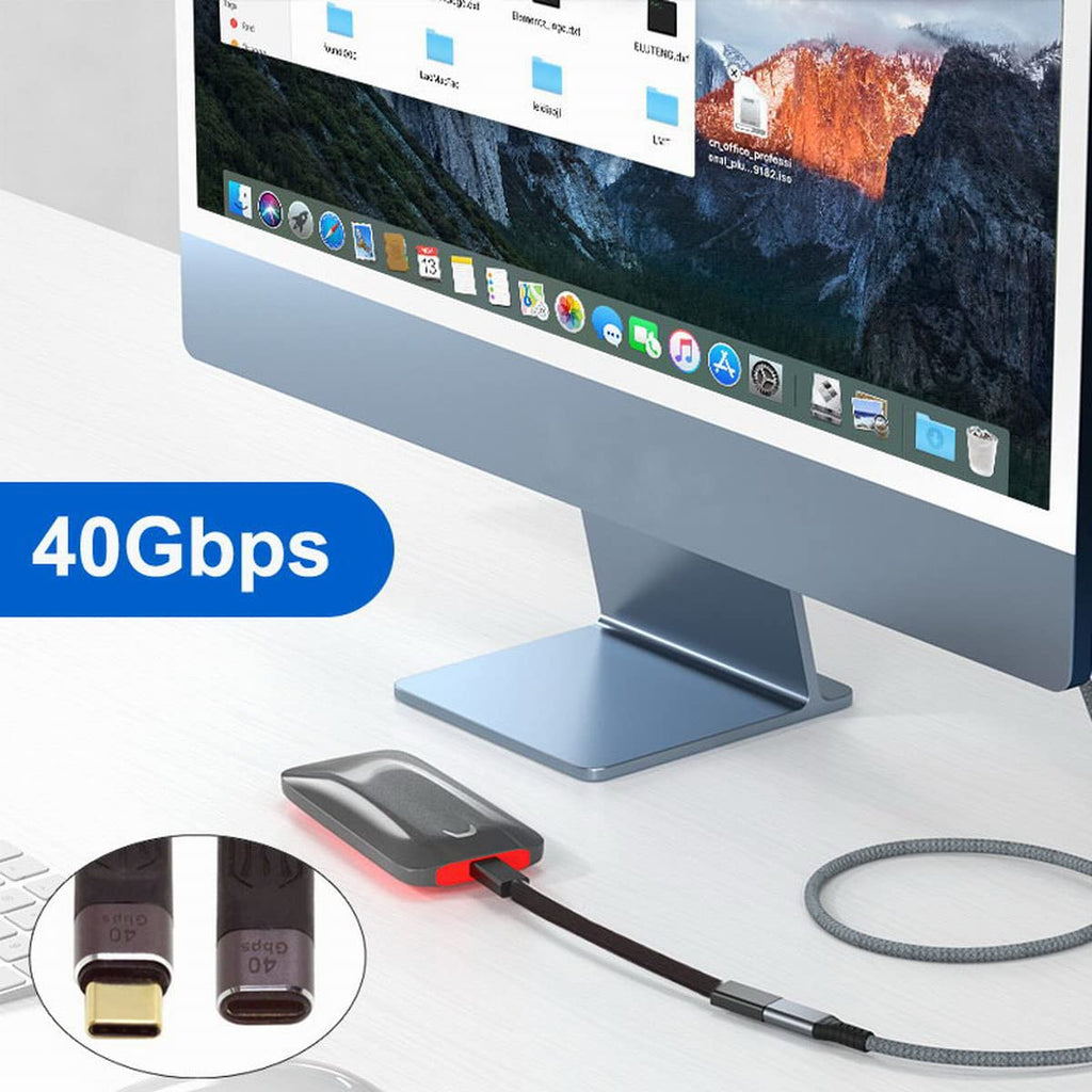 USB C Extension Cable 13cm USB4 Male to Female Flat Cable 40Gbps 100W PD 8K 60Hz Thunderbolt 4 3 Compatible for Dock SSD Monitor Laptop