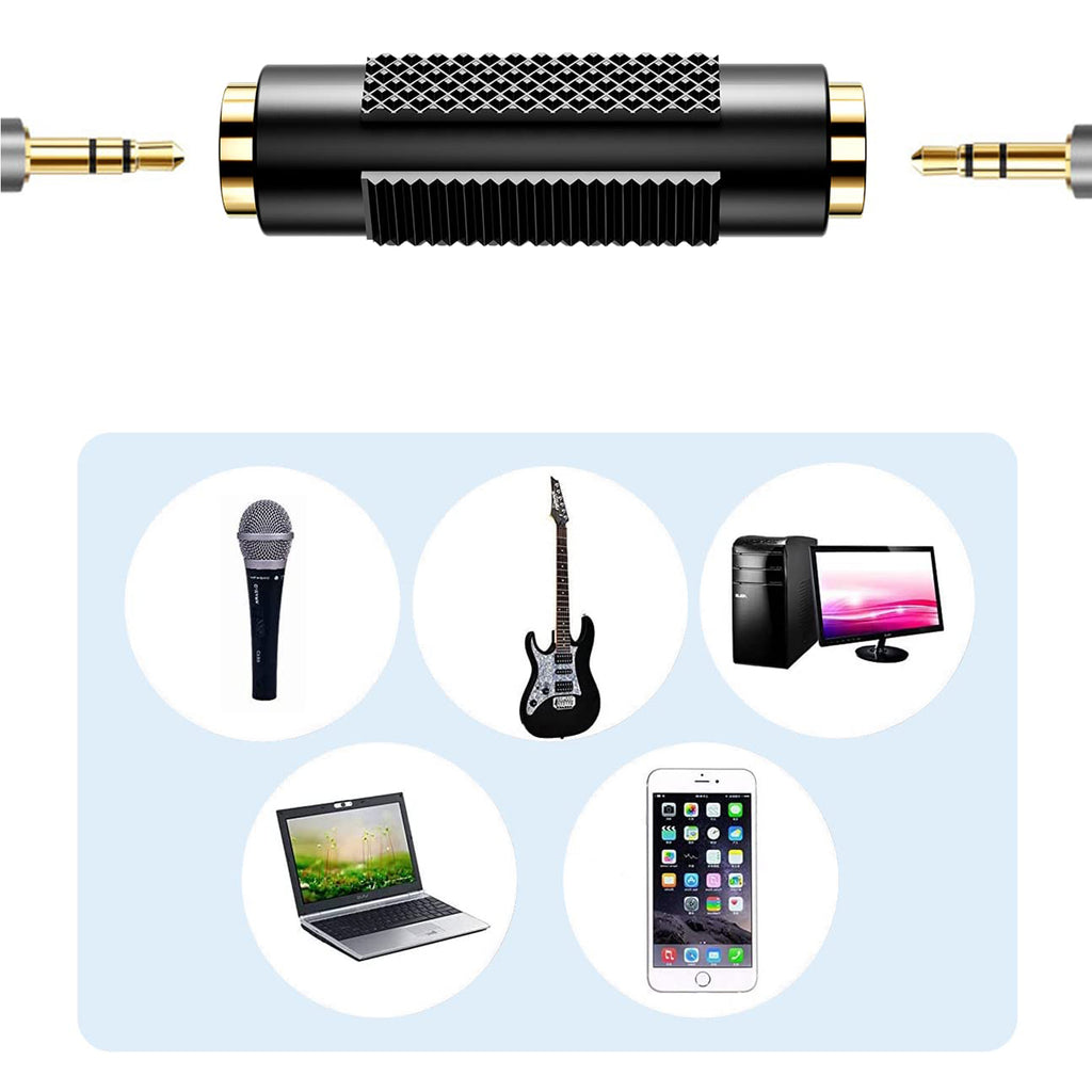 3.5mm Female to Female Audio Adapter 1/8 Inch TRS Stereo AUX Coupler Gold Plated Headphone Cable Extender Joiner for Car Speaker PC Laptop Headset