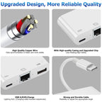 USB C to RJ45 Ethernet Adapter 100Mbps Wired LAN Network Adapter with USB A Port Type C Charging Port Plug and Play for Type C Smartphone iPhone