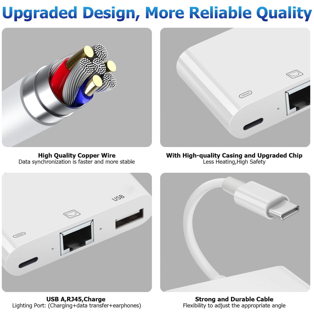USB C to RJ45 Ethernet Adapter 100Mbps Wired LAN Network Adapter with USB A Port Type C Charging Port Plug and Play for Type C Smartphone iPhone