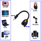 3.5mm TRRS Headphone Splitter Cable 4 Pole 1/8 Inch Male to 2 Female Aux Cord Dual Headset Mic Audio Y Adapter for Gaming Phone PC Laptop Controller