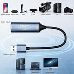 4K 30Hz HDMI to USB 3.0 Video Capture Card 1080P 60FPS Audio Cam Link Adapter Dongle for PS5 PS4 Switch Xbox DSLR Camera OBS Live Streaming Gaming PC
