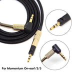 2.5mm to 3.5mm Replacement Audio Cable for Momentum 1 2 3 Over Ear Headphones Braided AUX Cord with Mic Volume Remote 90 Degree Right Angle Twist Lock