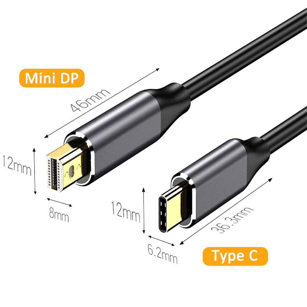 6FT USB C to Mini DisplayPort Cable 4K 60Hz Type C to Mini DP Cord for MacBook Pro Air iPhone 15 Surface Thunderbolt 3 4 Monitor Projector