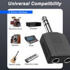 6.35mm to Dual 6.35mm Splitter 1/4 Inch TRS Male to Dual Female Stereo Audio Adapter 6.5mm Headphone Y Jack for Mixer Amplifier Speaker Guitar Piano