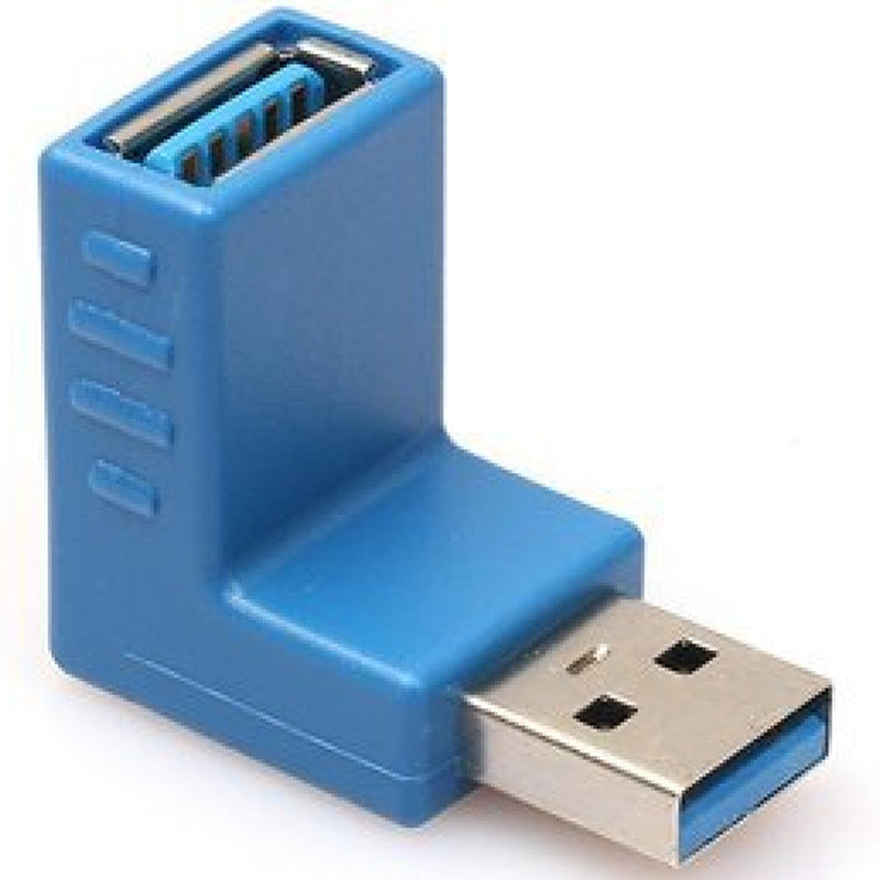 USB 3.0 Adapter 90 Degree Male to Female Up Angle Down Angle 5Gbps SuperSpeed USB A Connector for PC Laptop Hard Drive Flash Drive Black Blue