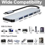 5 in 1 USB C Hub Multiport Adapter 4K HDMI 100W PD Fast Charging USB 3.0 USB 2.0 Type C Dongle for MacBook Pro Air iPhone 15 iPad Pro Dell XPS ThinkPad