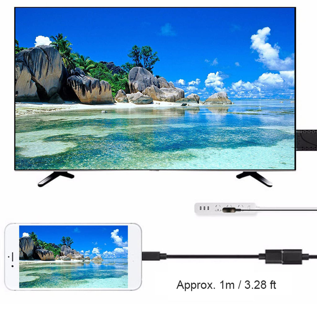 USB 2.0 Female Input to HDMI Male Output Phone Screen Mirroring Cable USB Power 5V 1A 1080p 1m for iPhone Android TV Monitor