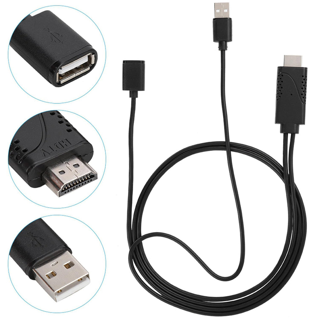 USB 2.0 Female Input to HDMI Male Output Phone Screen Mirroring Cable USB Power 5V 1A 1080p 1m for iPhone Android TV Monitor