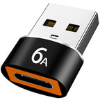USB to USB C Adapter 6A Fast Charging Type C Female to USB 3.0 A Male Converter 5Gbps Aluminum Connector for Car Charger PC Laptop Wall Charger Power Bank