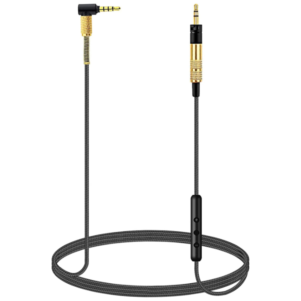 2.5mm to 3.5mm Replacement Audio Cable for Momentum 1 2 3 Over Ear Headphones Braided AUX Cord with Mic Volume Remote 90 Degree Right Angle Twist Lock