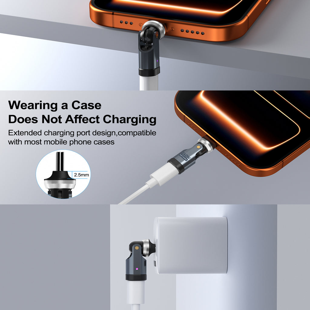USB C Right Angle Adapter 240W PD Fast Charging 360 Degree Rotating 90 Degree for MacBook iPad iPhone 17 16 15 Samsung Galaxy Steam Deck Laptop