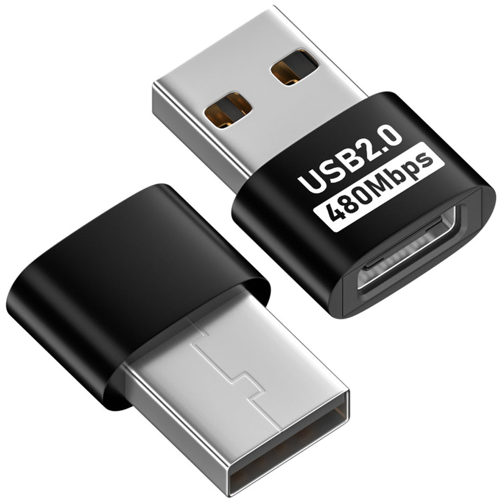 USB A Male to USB C Female Adapter USB 2.0 480Mbps 5V 3A Charging Data OTG Converter for USB A Laptop PC Charger Black Silver