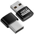 USB A Male to USB C Female Adapter USB 2.0 480Mbps 5V 3A Charging Data OTG Converter for USB A Laptop PC Charger Black Silver
