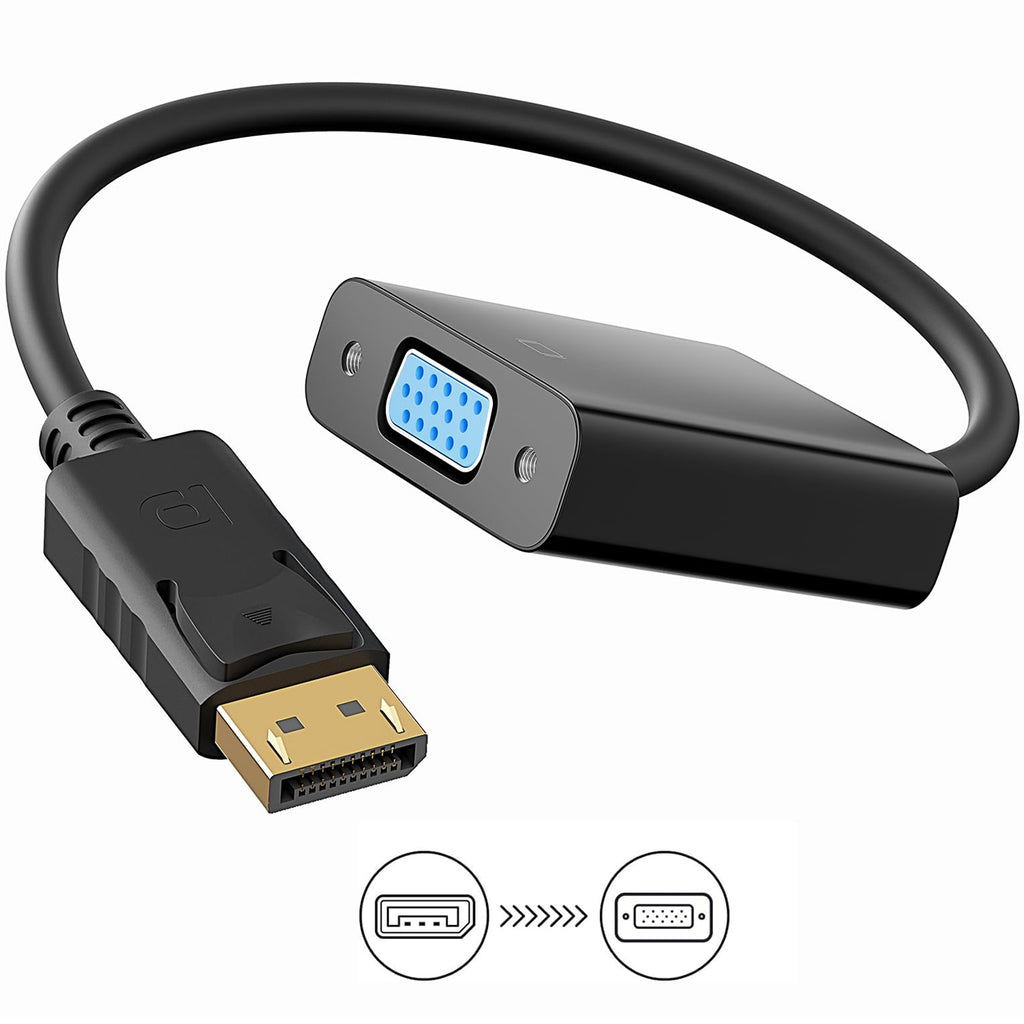 DisplayPort to VGA Adapter DP Male to VGA Female 1080P 60Hz One Way Video Converter Gold Plated for Computer Desktop Laptop PC Monitor Projector HDTV