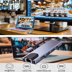 5 in 1 USB C Hub 4K HDMI 100Mbps Ethernet 100W PD USB 3.0 USB 2.0 Multiport Adapter for MacBook Pro Air iPad Pro iPhone 16 15 Dell XPS