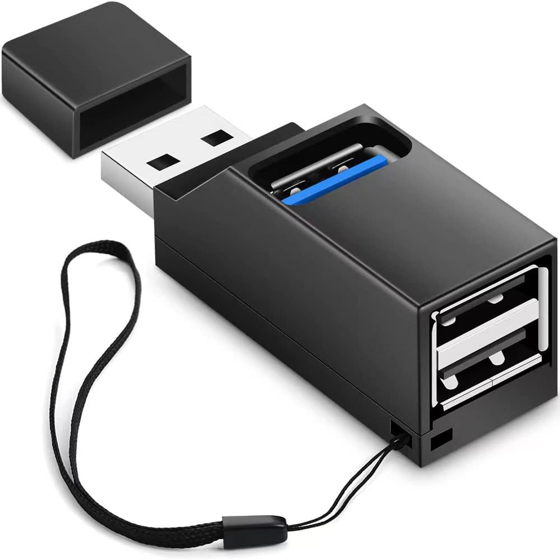 3 Port Portable USB Hub 1 USB 3.0 2 USB 2.0 90 Degree Data Splitter Adapter for PC Laptop MAC