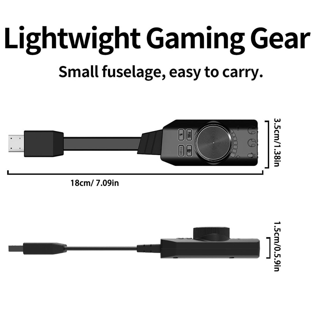 GS3 USB External Gaming Sound Card Virtual 7.1 Surround Sound 3.5mm Audio Adapter Volume Control Mic Mute EQ for PC Laptop Desktop PS4 PS5 Mac