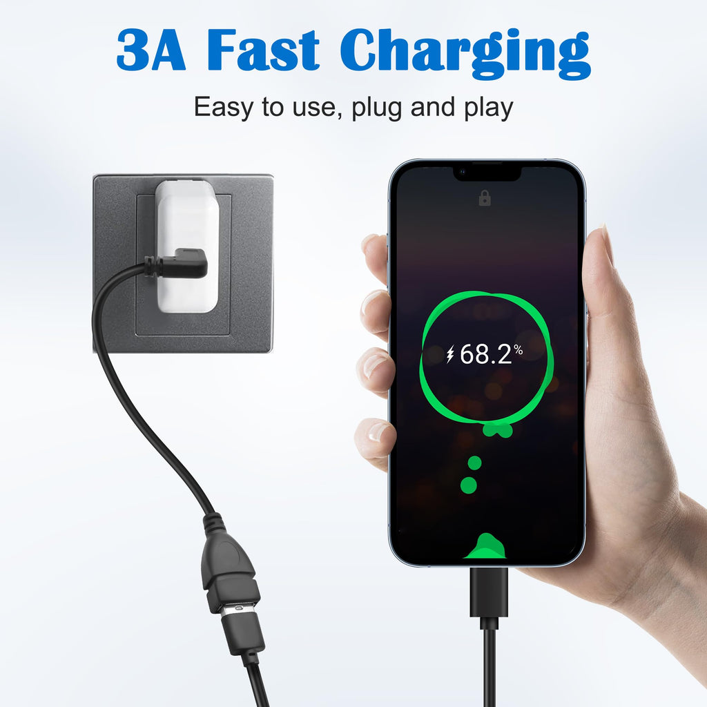 90 Degree USB C to USB 3.0 Adapter Cable Right Angle Type C Male to USB A Female OTG Cord 5Gbps 3A Fast Charging for Phone Tablet MacBook PC Laptop