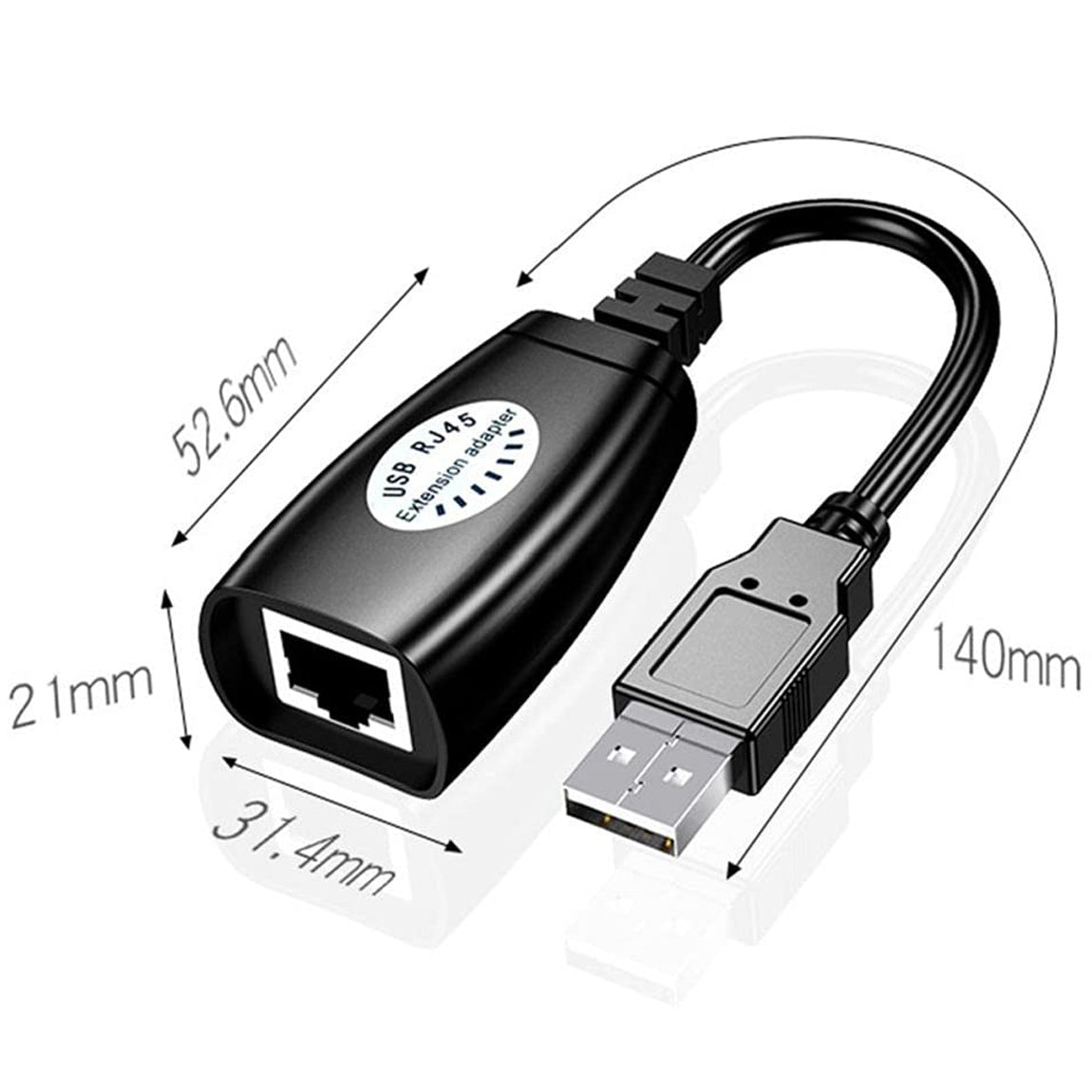 USB 2.0 Extender Over RJ45 Cat5 Cat5e Cat6 Cable Extension Adapter Set Up to 50m 164ft for PC Laptop Printer Mouse Keyboard Webcam