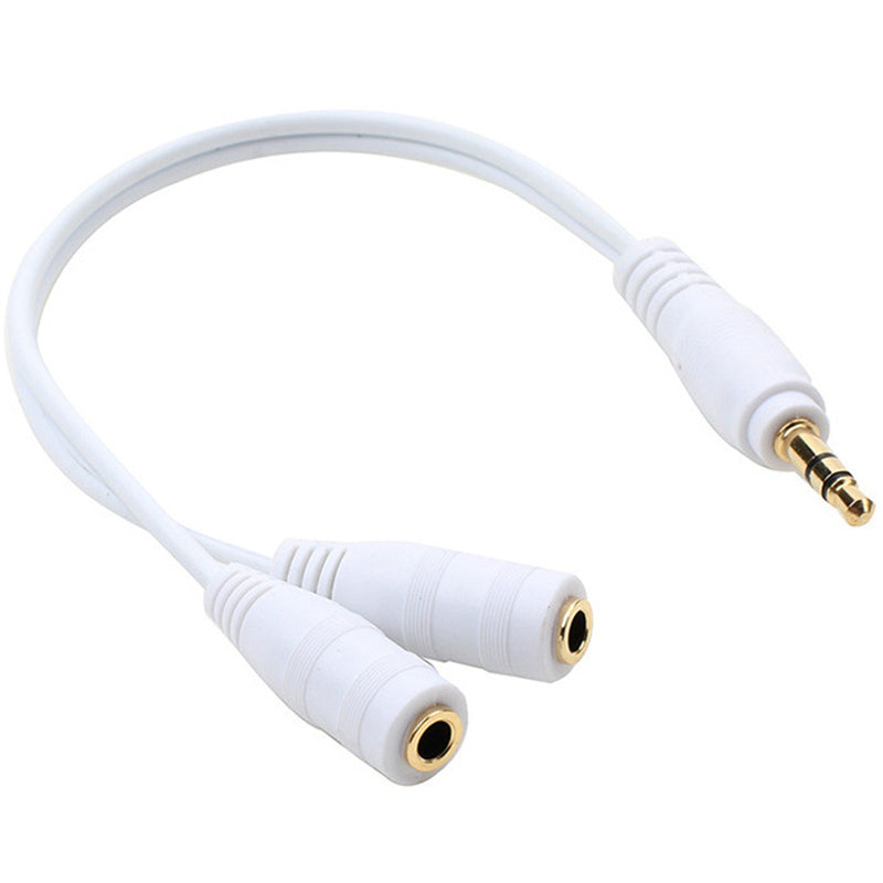 3.5mm Headphone Splitter Gold Plated 1 Male to 2 Female Audio Y Adapter 20cm Share Audio with Two Headphones or Speakers