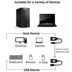 USB 2.0 Extender Over RJ45 Cat5 Cat5e Cat6 Cable Extension Adapter Set Up to 50m 164ft for PC Laptop Printer Mouse Keyboard Webcam