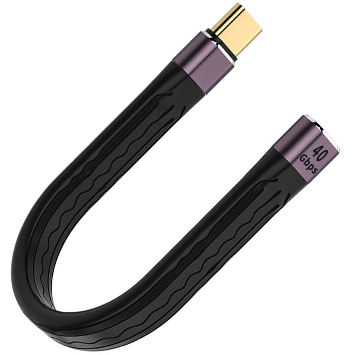 USB C Extension Cable 13cm USB4 Male to Female Flat Cable 40Gbps 100W PD 8K 60Hz Thunderbolt 4 3 Compatible for Dock SSD Monitor Laptop