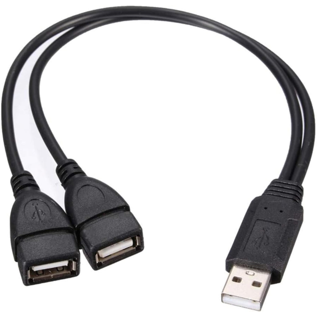 USB 2.0 A Male to 2 Female Y Splitter Cable Dual Charging One Data Port 15cm 30cm