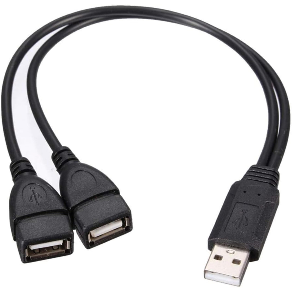 USB 2.0 A Male to 2 Female Y Splitter Cable Dual Charging One Data Port 15cm 30cm