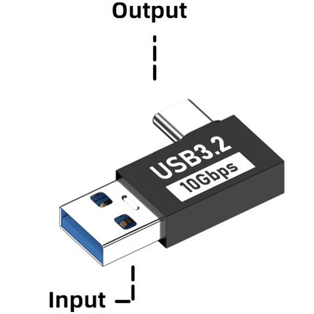 USB A Male to USB C Male 90 Degree Adapter 10Gbps Side Angle Type C Converter QC 60W PD 15W for Phone Laptop PC Charger Power Bank
