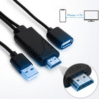 USB 2.0 Female Input to HDMI Male Output Phone Screen Mirroring Cable USB Power 5V 1A 1080p 1m for iPhone Android TV Monitor