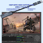 4K HDMI to USB 3.0 Type C Video Capture Card 1080P 60FPS 2-in-1 Dual Connector Cam Link Audio Video Grabber for Streaming Gaming Conferencing OBS