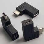 USB C Male to Micro USB Female Adapter 90 Degree Right Left Angle 480Mbps Data Sync Charging Converter 56K Resistor for Switch Galaxy Pixel MacBook