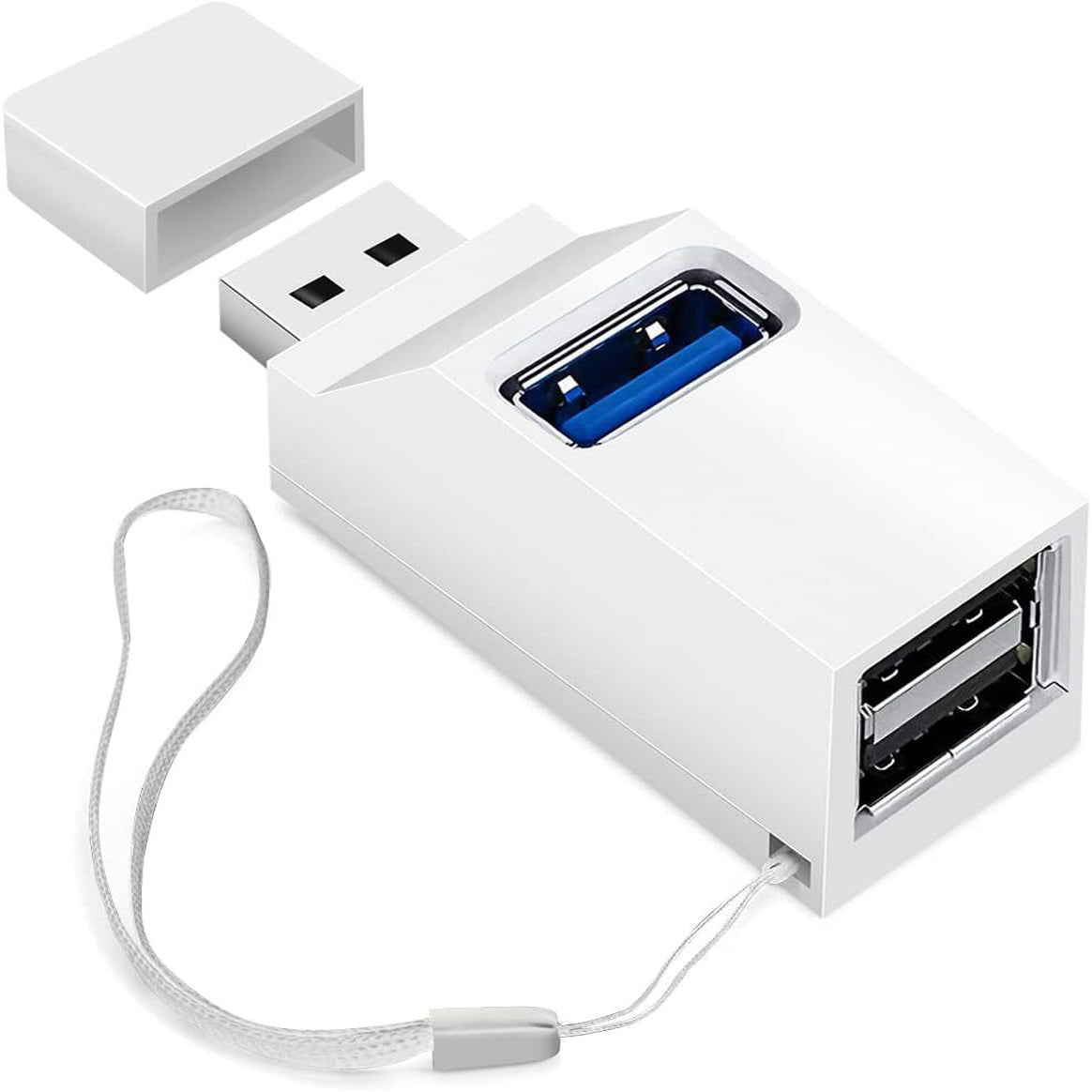 3 Port Portable USB Hub 1 USB 3.0 2 USB 2.0 90 Degree Data Splitter Adapter for PC Laptop MAC