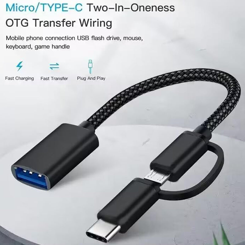 USB Female to Micro USB and USB C Male OTG Adapter 2 in 1 USB 2.0 OTG Connector for Samsung Android Tablet Phone Connect USB Drive Mouse Keyboard Card Reader