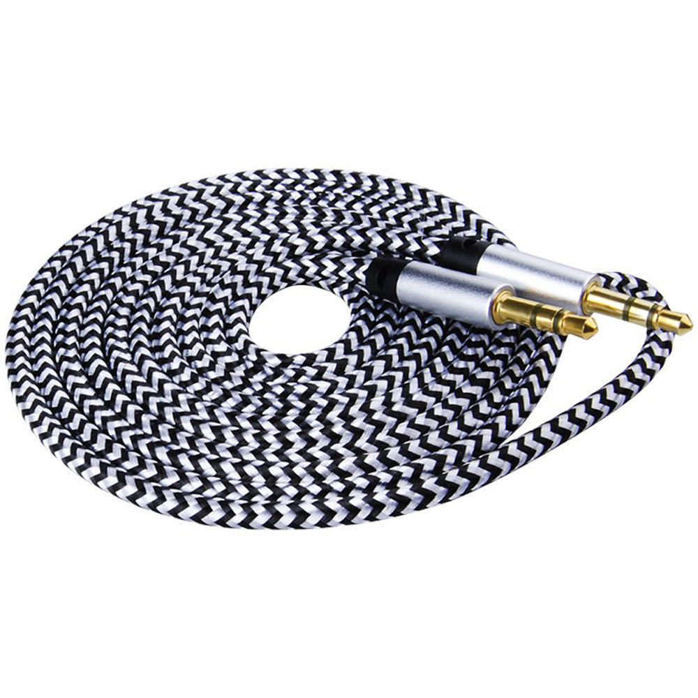3.5mm Male to Male Aux Cable 3ft Braided 1/8 Inch TRS Stereo Audio Cord 3 Pole Gold Plated Car Aux Jack for Headphone Speaker PC Laptop Phone Tablet