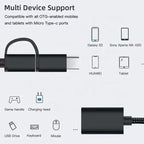 USB Female to Micro USB and USB C Male OTG Adapter 2 in 1 USB 2.0 OTG Connector for Samsung Android Tablet Phone Connect USB Drive Mouse Keyboard Card Reader
