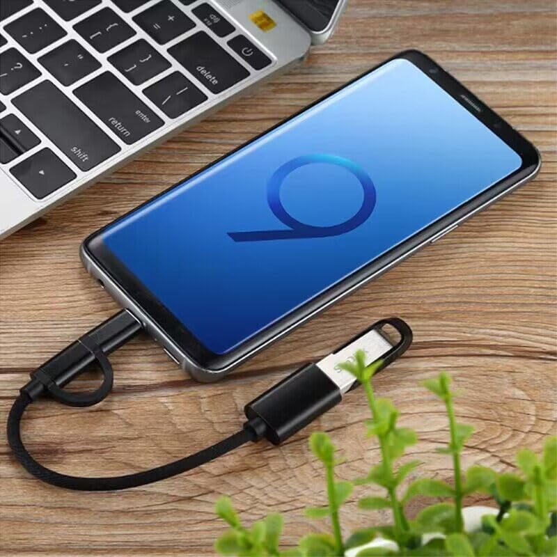 USB Female to Micro USB and USB C Male OTG Adapter 2 in 1 USB 2.0 OTG Connector for Samsung Android Tablet Phone Connect USB Drive Mouse Keyboard Card Reader