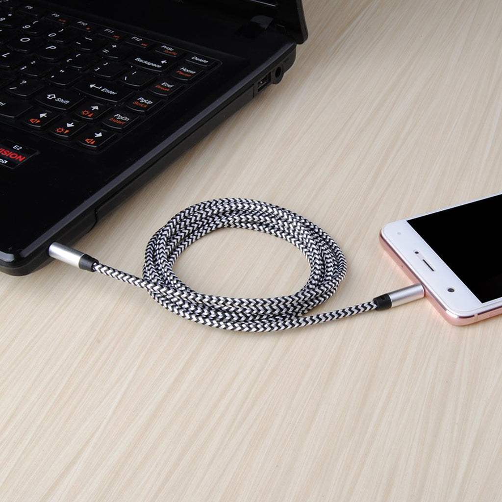3.5mm Male to Male Aux Cable 3ft Braided 1/8 Inch TRS Stereo Audio Cord 3 Pole Gold Plated Car Aux Jack for Headphone Speaker PC Laptop Phone Tablet