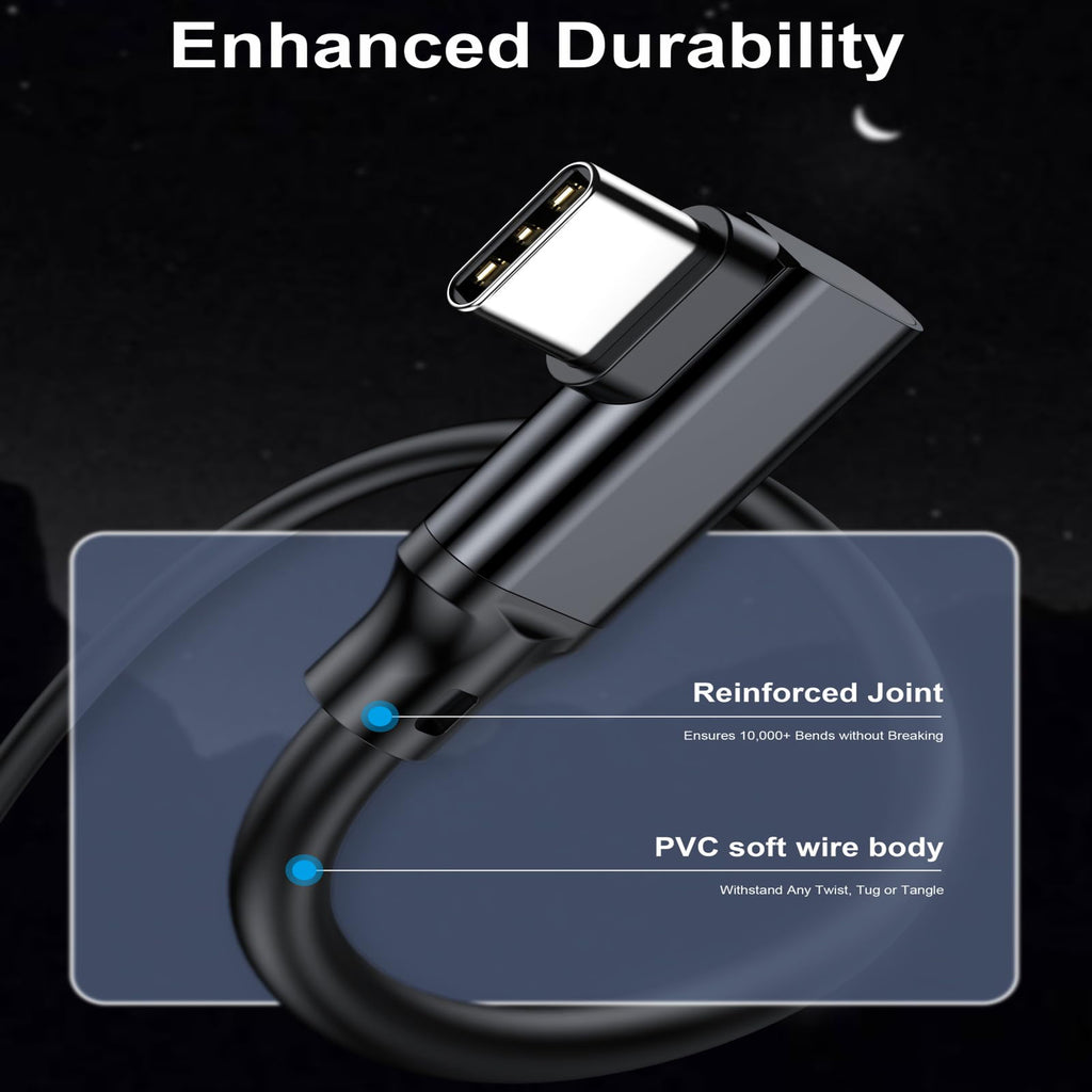 Right Angle USB C Extension Cable 90 Degree Type C Male to Female Extender Cord 240W 5A PD 20Gbps 8K 60Hz Video for MacBook iPad Steam Deck PSVR2 Dell