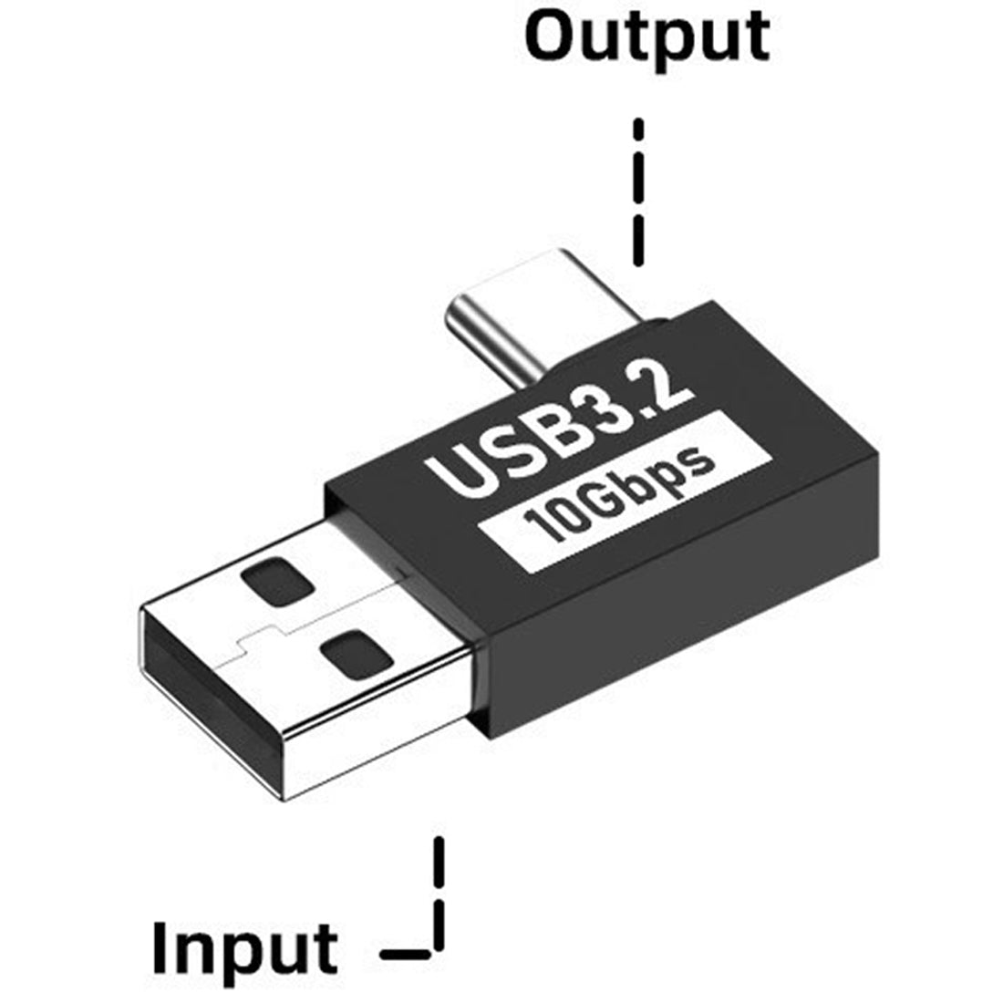 USB A Male to USB C Male 90 Degree Adapter 10Gbps Side Angle Type C Converter QC 60W PD 15W for Phone Laptop PC Charger Power Bank